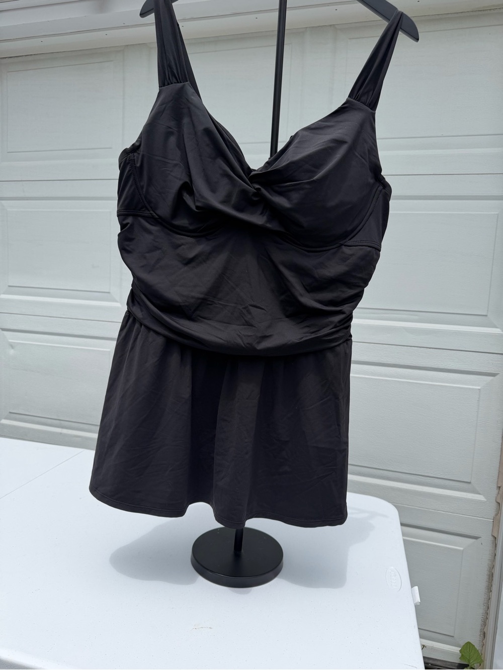 Anne Cole Black One-Piece Swimdress with Gold Accent